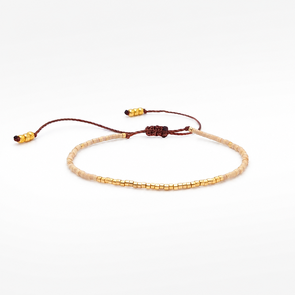 Miyuki Beige Boho Charm Bracelet