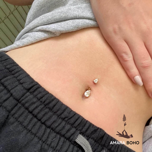 Boho Silver Crystal Navel Ring