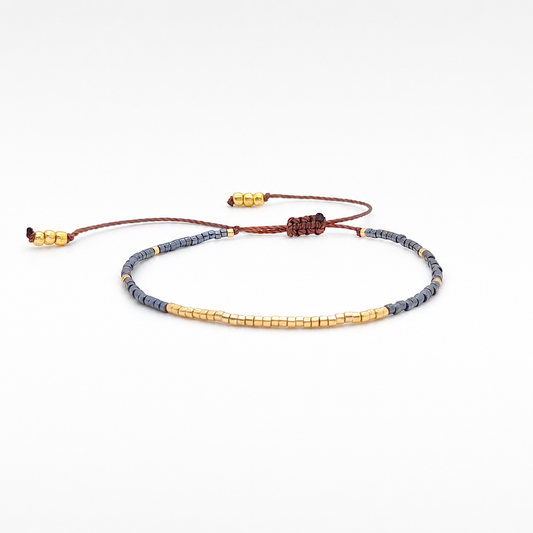 Miyuki Deep Grey Boho Charm Bracelet