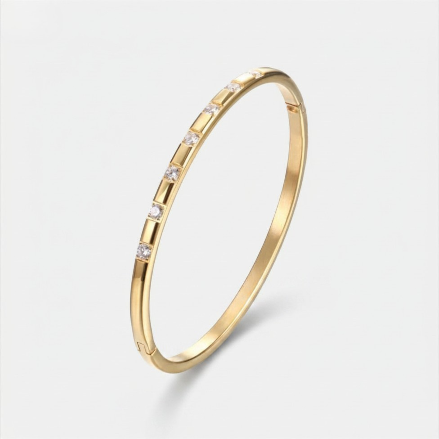 Boho 14k Gold Plated Bangle - Seven Diamonds