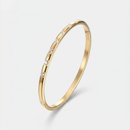 Boho 14k Gold Plated Bangle - Seven Diamonds