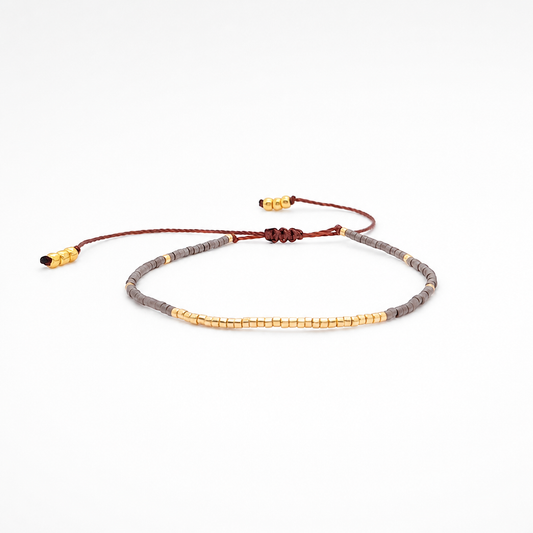 Miyuki Grey Boho Charm Bracelet