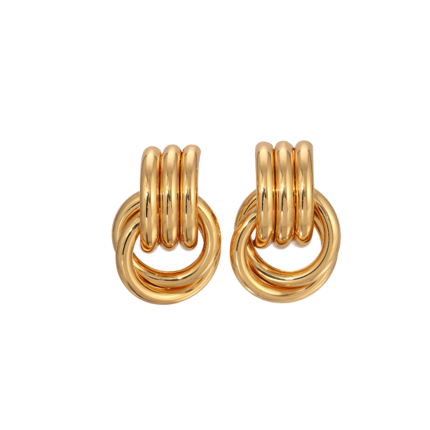 Golden Twist Triple Earrings