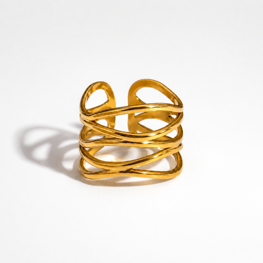 Golden Aurora Spiral Ring