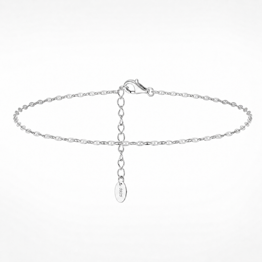 Silver Boho Paperclip Anklet