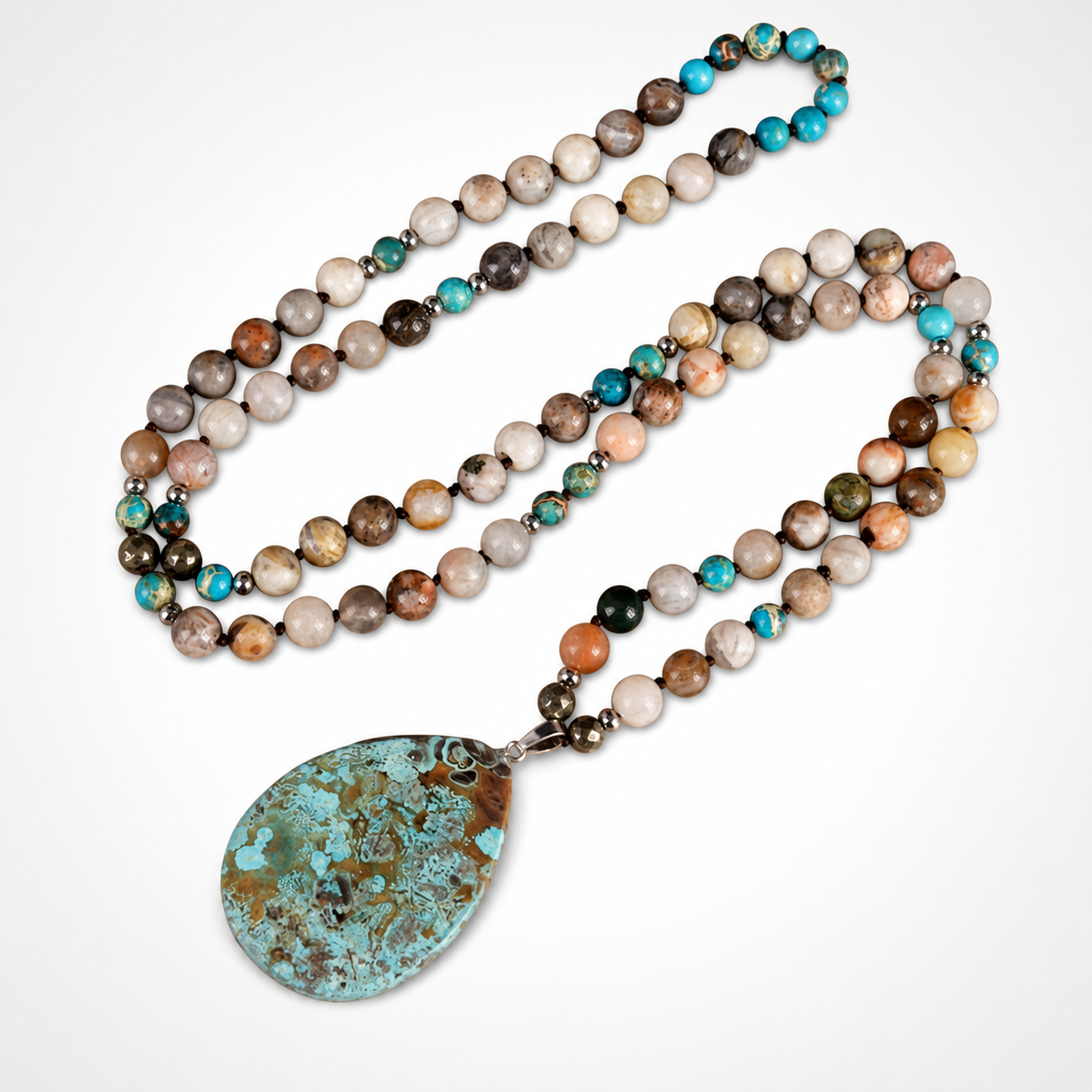 Amazonite Jasper Turquoise Pendant- Boho Necklace
