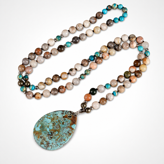 Amazonite Jasper Turquoise Pendant- Boho Necklace