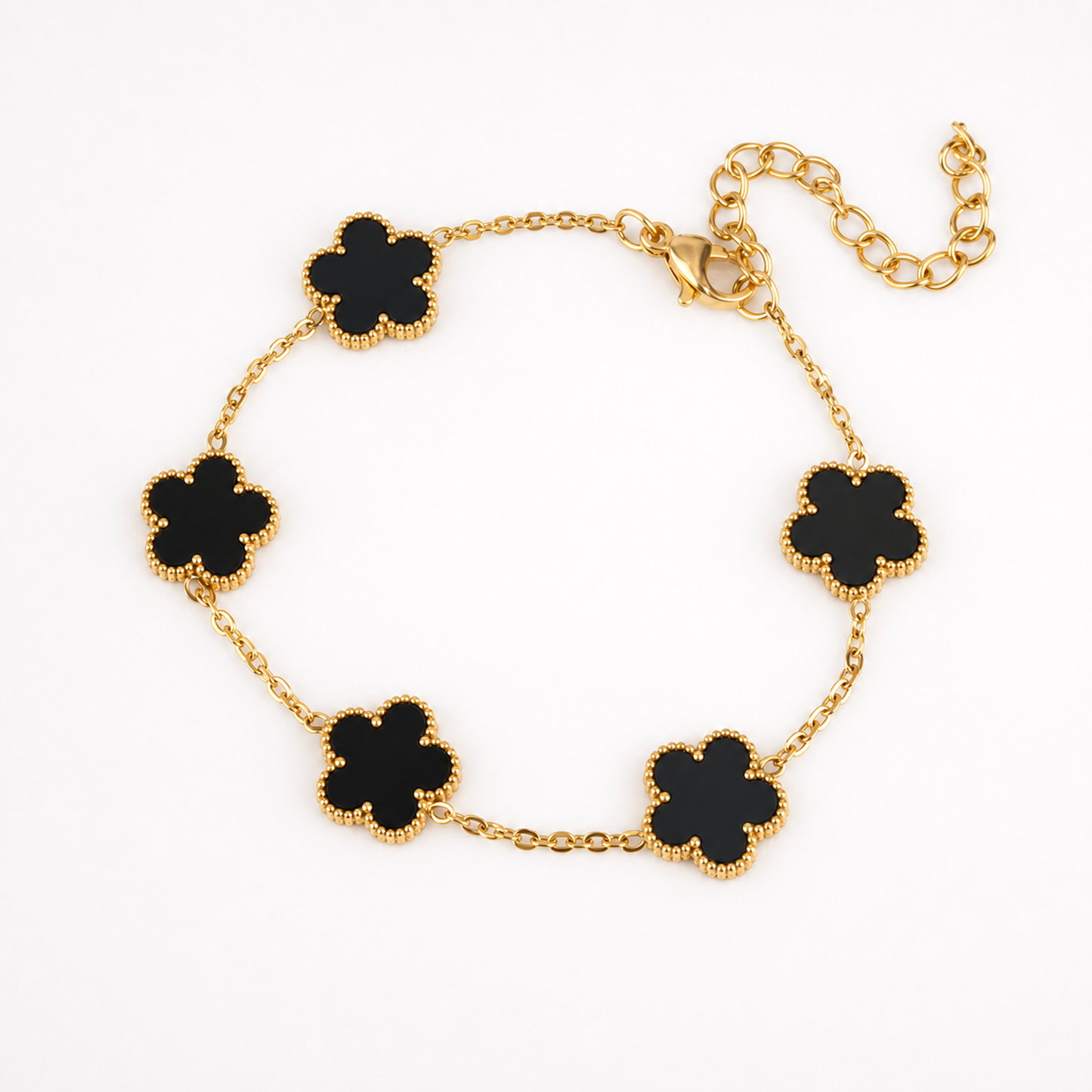 Black Gold Plated Clover Charm Bracelet