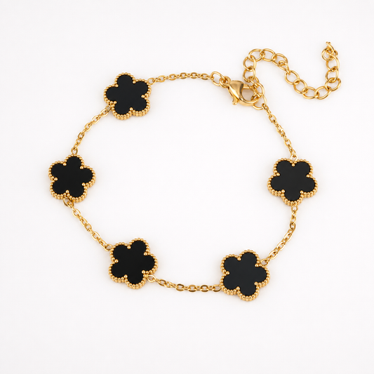Black Gold Plated Clover Charm Bracelet
