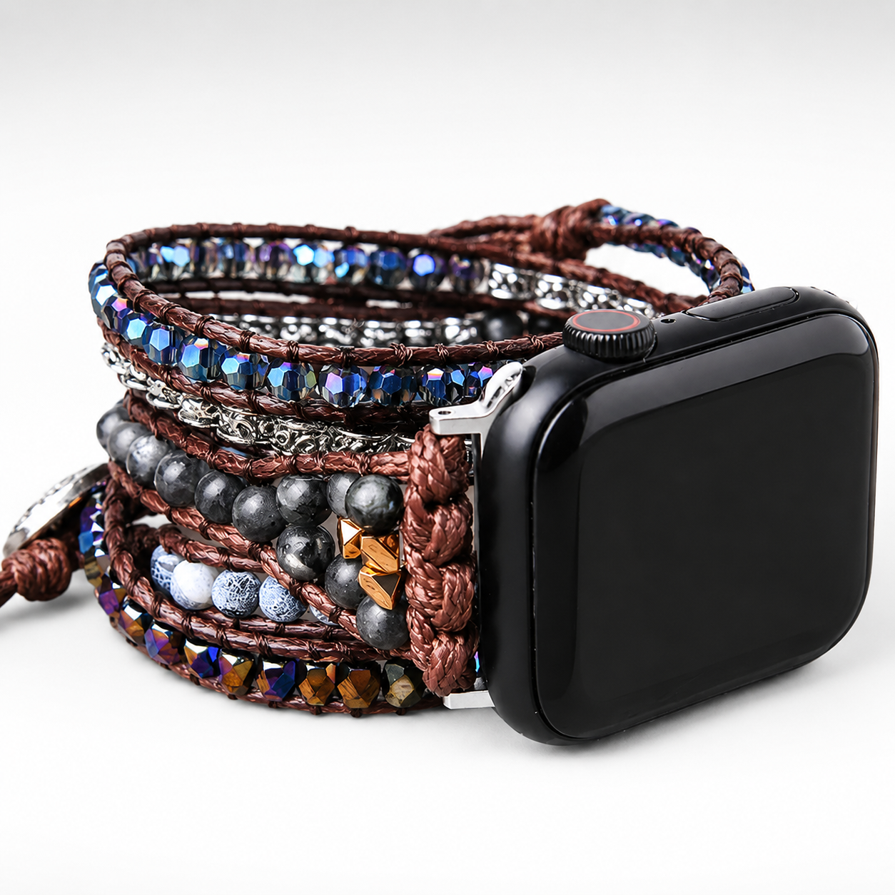 Boho Black Agate Apple Watch Strap