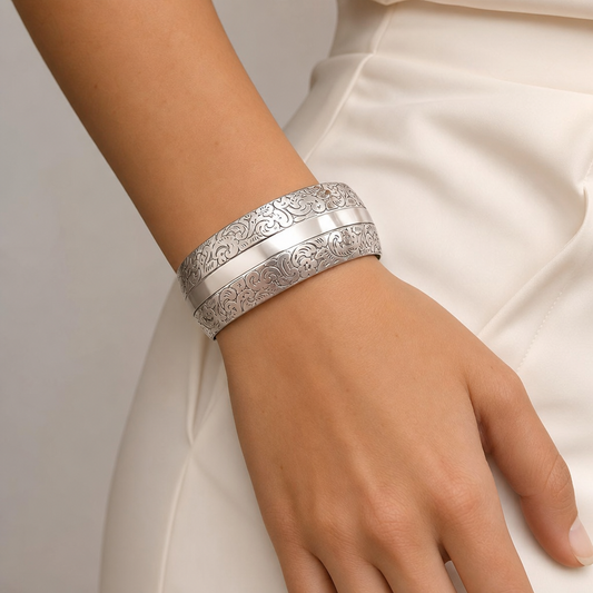 Boho Tibetan Silver Bangle - Artisan