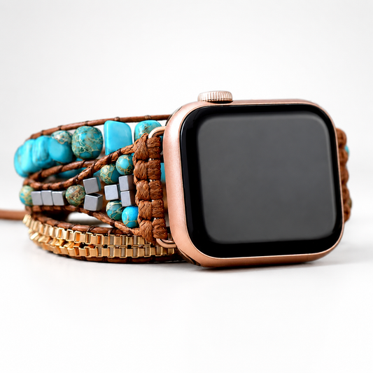 Boho Turquoise Howlite Natural Stone Apple Watch Strap
