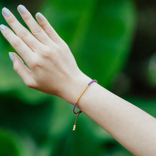Miyuki Purple Boho Charm Bracelet