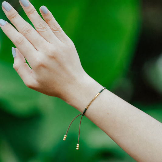 Miyuki Deep Green Boho Charm Bracelet