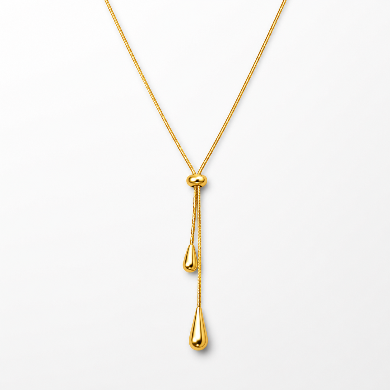 Gold Droplet Charm Chain Choker Pendant Necklace