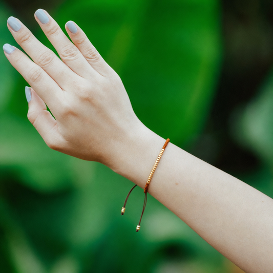 Miyuki Brown Light Boho Charm Bracelet
