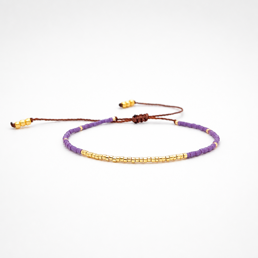 Miyuki Purple Boho Charm Bracelet