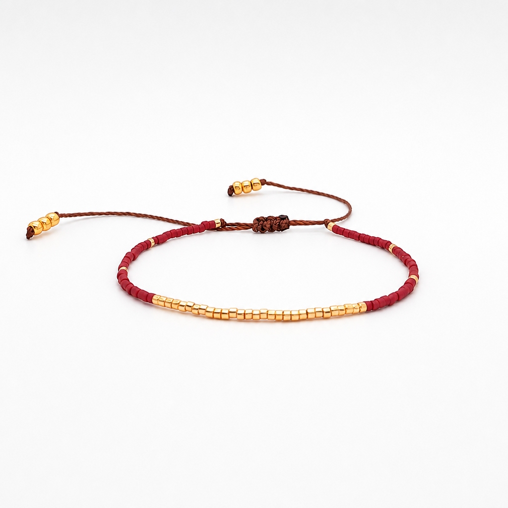 Miyuki Red Boho Charm Bracelet