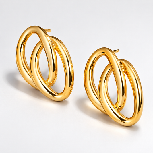 Twine Circled Gold Stud Earrings