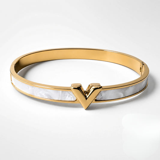 Vista 18K Gold Plated Enamel Bangle