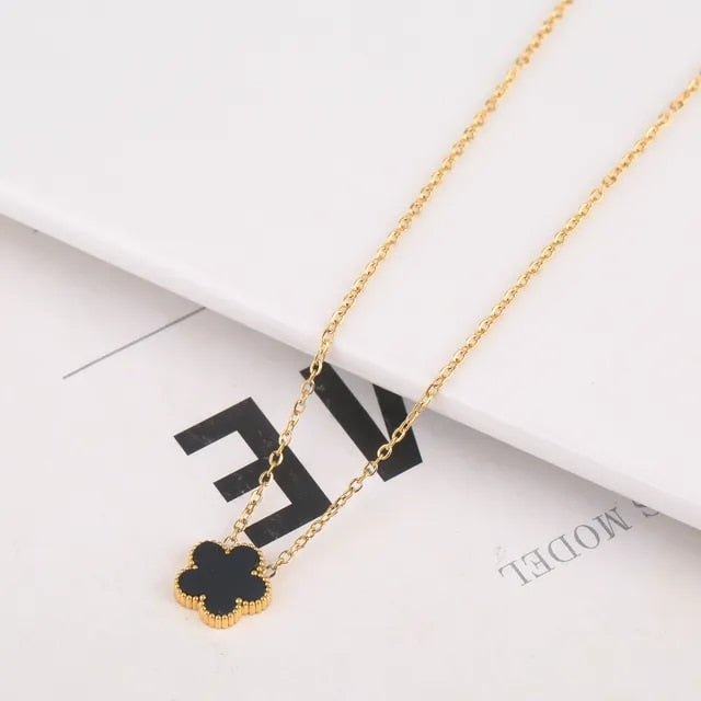 Black Gold Plated Clover Leaf Charm Necklace