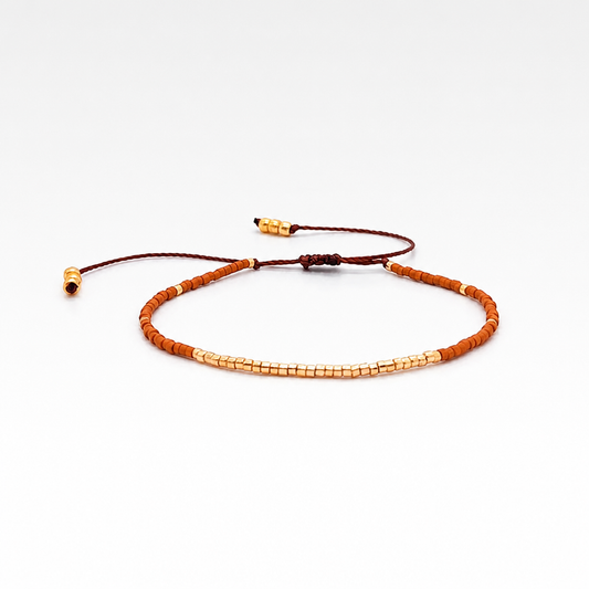 Miyuki Brown Light Boho Charm Bracelet