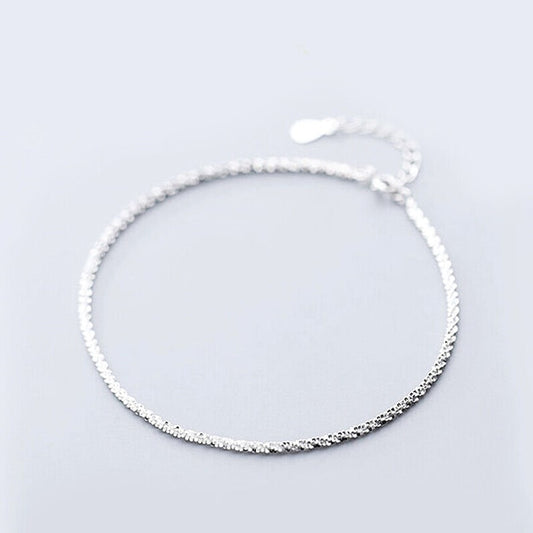 Boho Silver Twisted Dainty Anklet