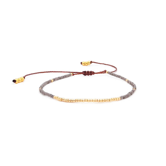 Miyuki Grey Boho Charm Bracelet