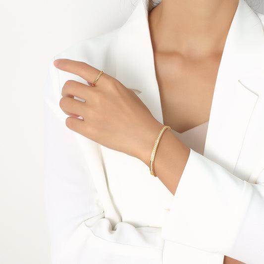 14k Gold Plated Bangle - Sparkling Elegance
