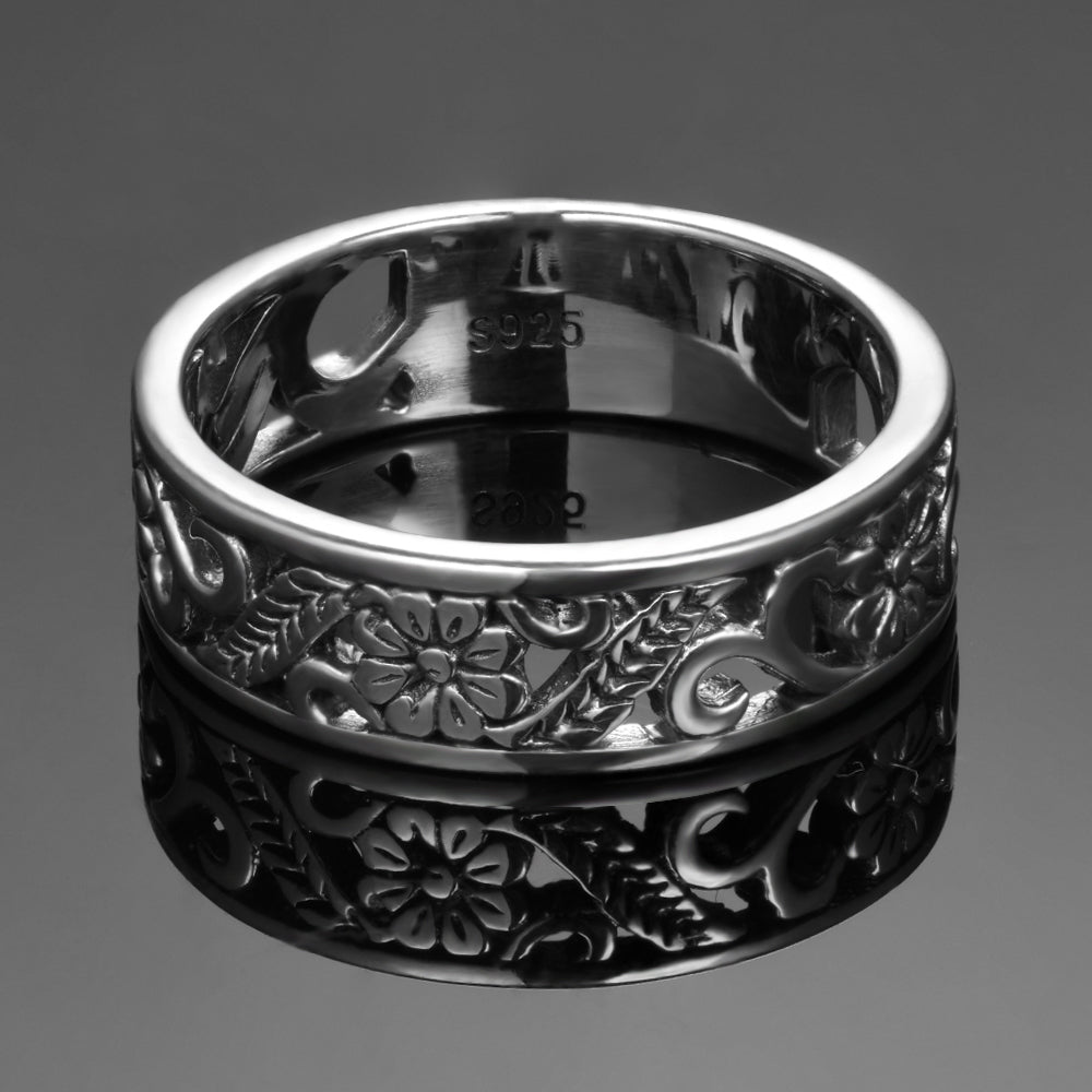 Flower Shaped Hollow Out Silver Ring