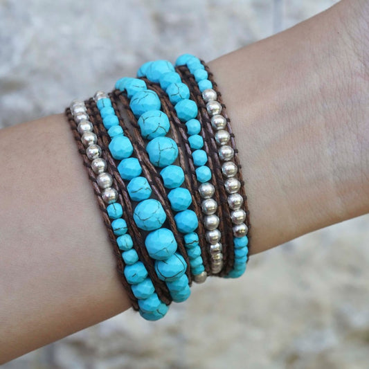 Ocean Turquoise + Silver Zinc - Boho Bracelet