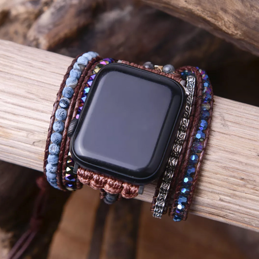 Boho Black Agate Apple Watch Strap