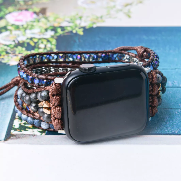 Boho Black Agate Apple Watch Strap