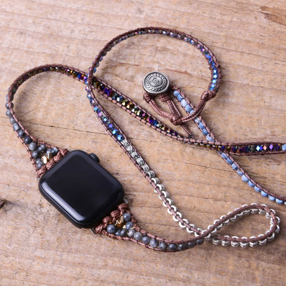 Boho Black Agate Apple Watch Strap