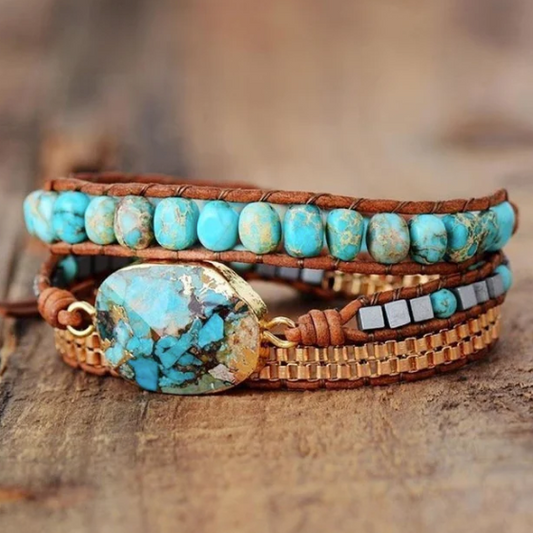 Turquoise Howlite Natural Stone - Boho Bracelet