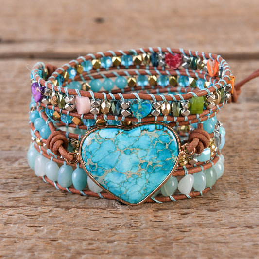 Ocean Imperial Jasper Natural Stone - Boho Bracelet