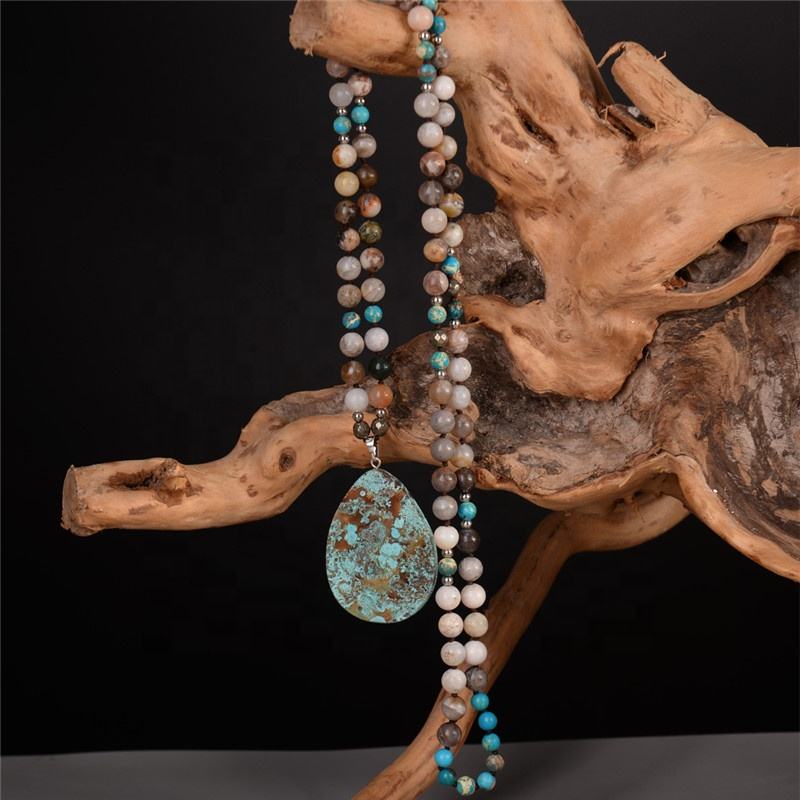 Amazonite Jasper Turquoise Pendant- Boho Necklace