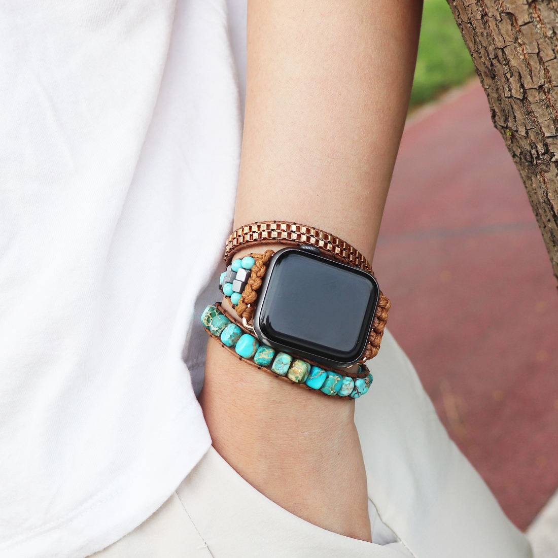 Boho Turquoise Howlite Natural Stone Apple Watch Strap – amaraboho