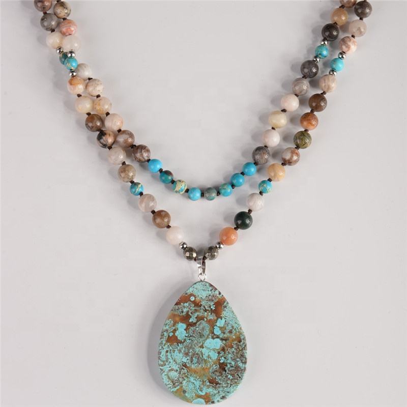 Amazonite Jasper Turquoise Pendant- Boho Necklace