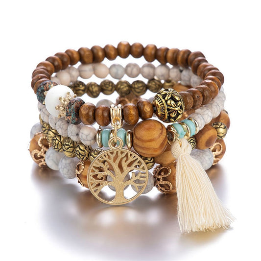 Brown - Tree of Life Bohemian Bangle Set