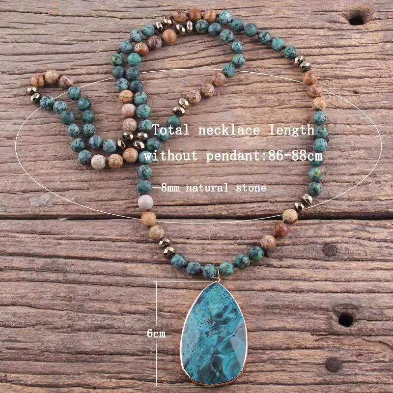 Stunning Amazonite Handmade Necklace With An African Turquoise Pendant- Boho Necklace