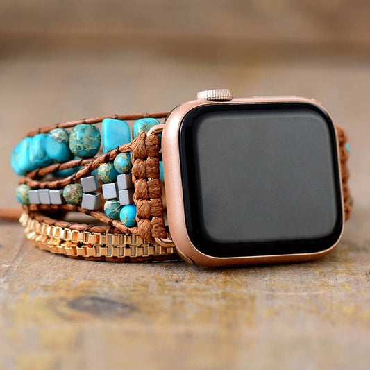 Boho Turquoise Howlite Natural Stone Apple Watch Strap